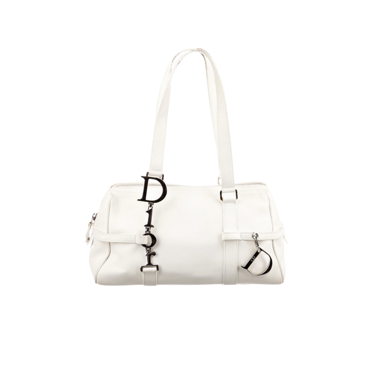 sac en cuir Dior logo charms white