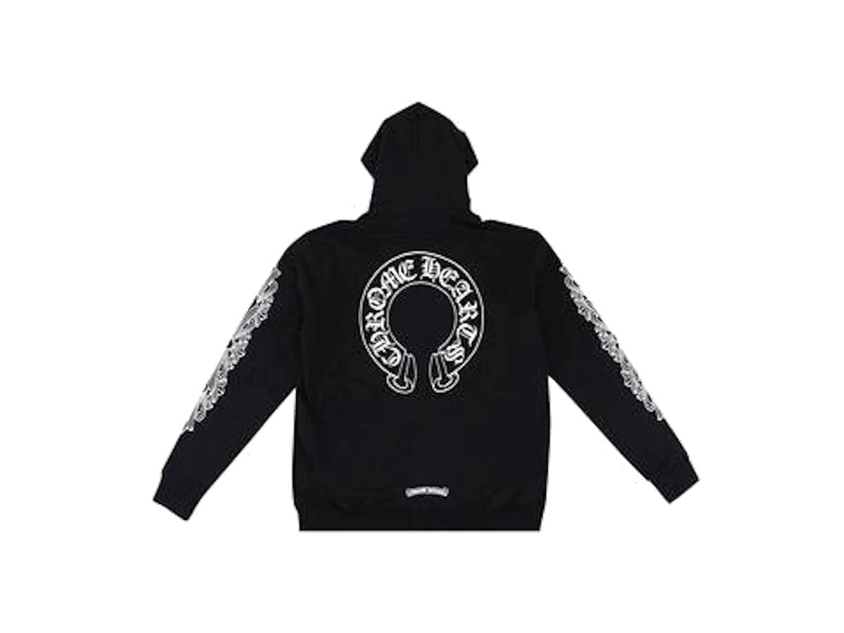 Chrome Hearts Horseshoe Floral Cross Sleeve Zip Up Hoodie Black/White