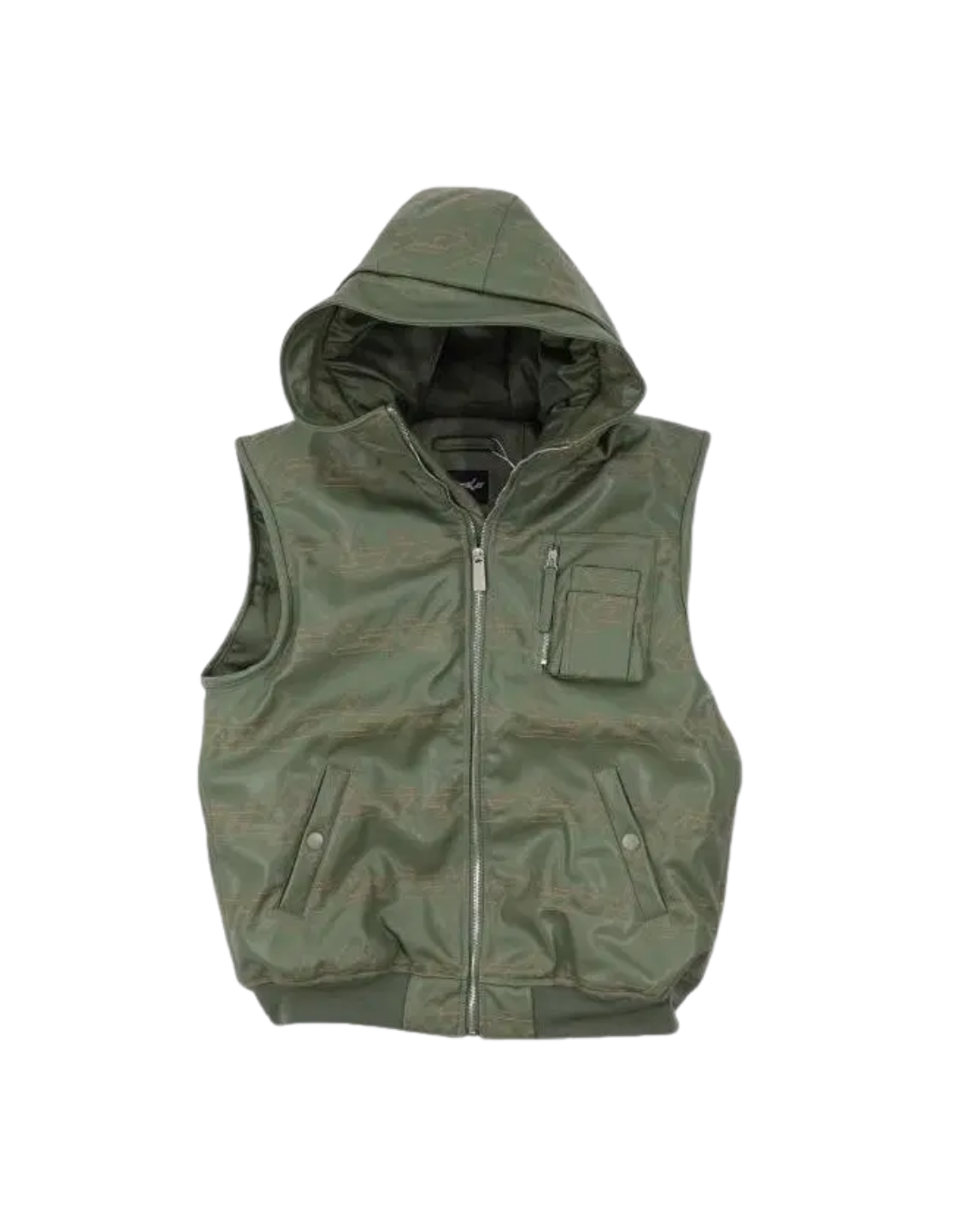 Sicko green sleeveless leather jacket