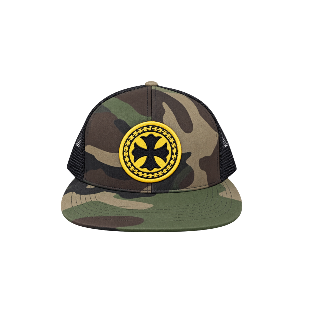 Chrome Hearts Plus Cross Seal Stamp Casquette de camionneur camouflage
