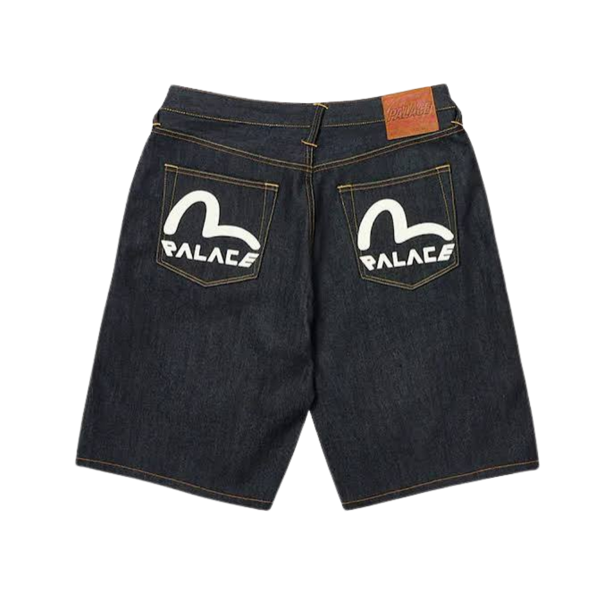 Short en jean brut long Palace x Evisu
