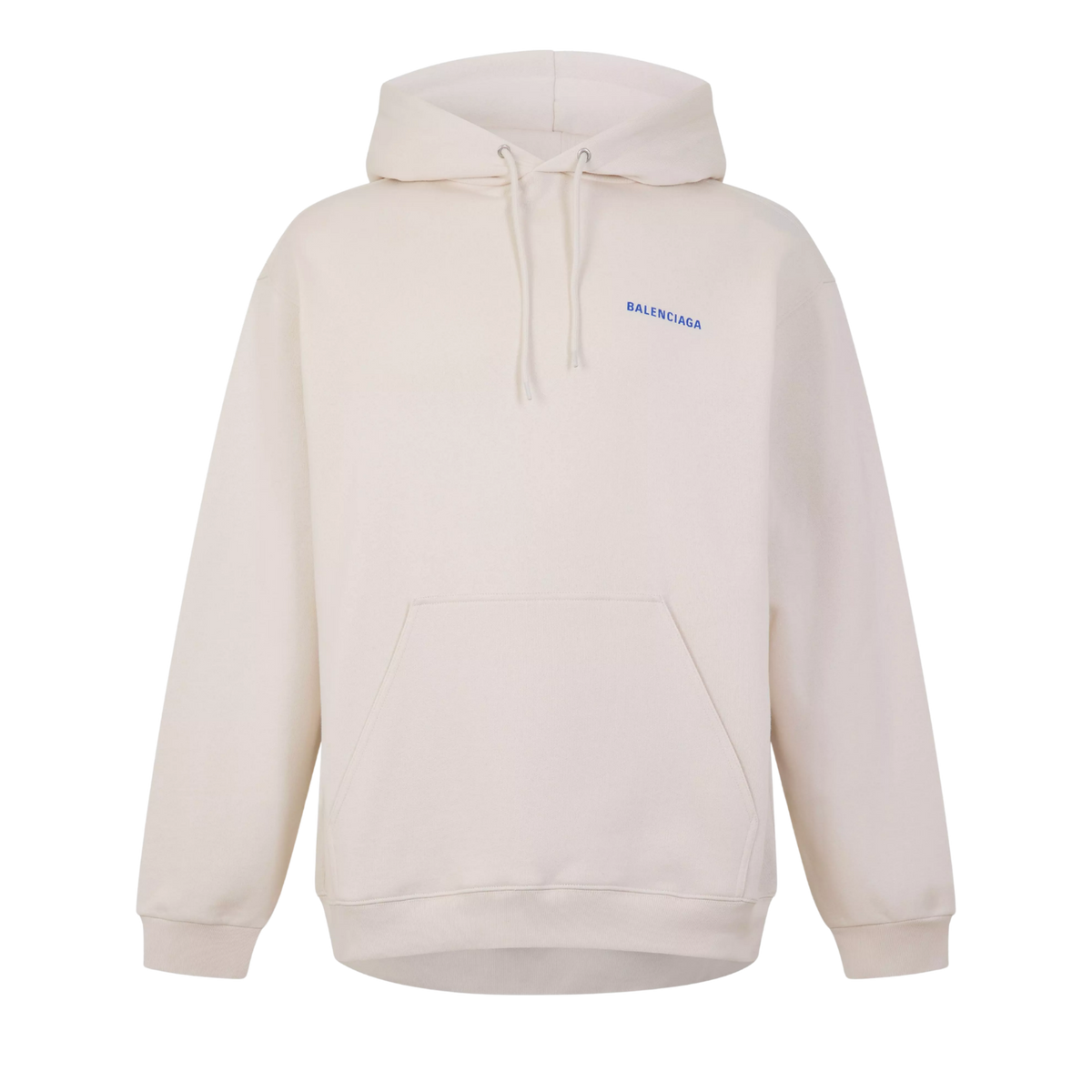 BALENCIAGA HOODIE CREME & BLUE LOGO