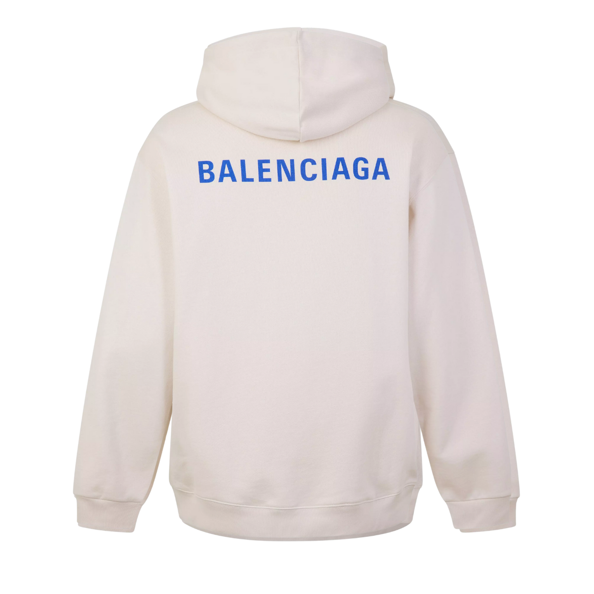 BALENCIAGA HOODIE CREME & BLUE LOGO