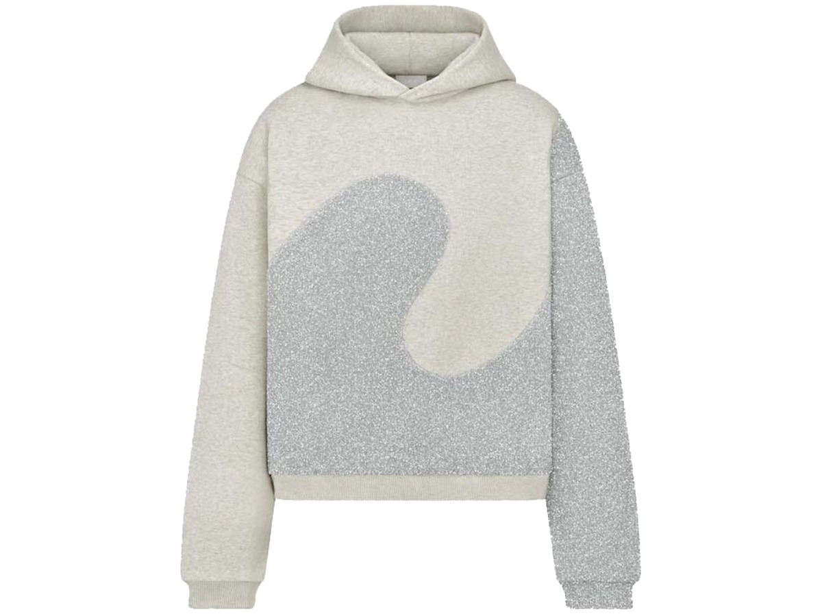 Dior X Erl Hooded Relaxed Fit Sweatshirt Gray Heathered Cotton Fleece