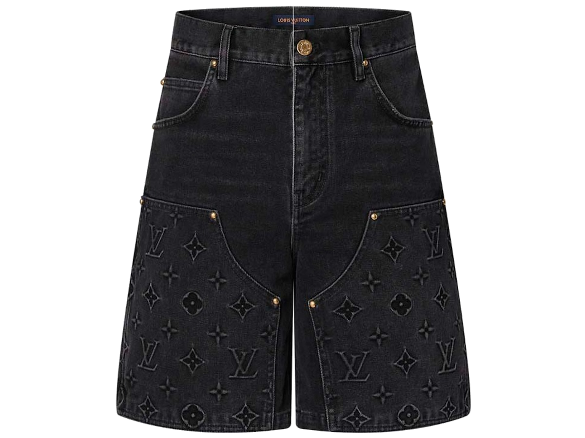 Louis Vuitton Monogram Workwear Denim Shorts Black