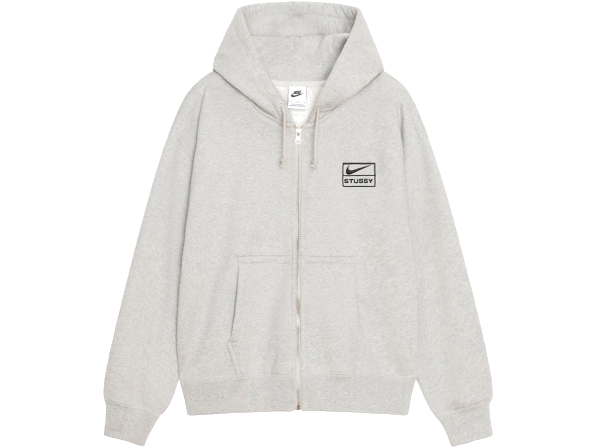 Stussy x Nike Fleece Zip Hoodie (SS24) Grey Heather