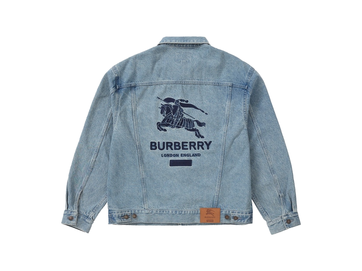 Supreme Burberry Denim Trucker Jacket Washed Blue