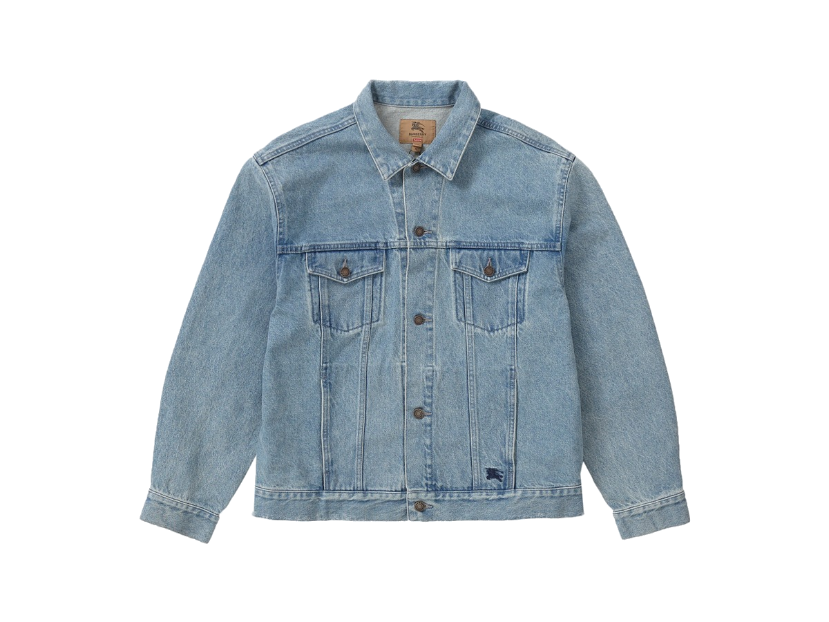 Supreme Burberry Denim Trucker Jacket Washed Blue