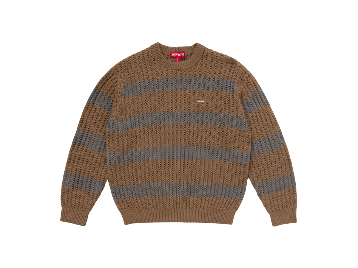 Supreme Loose Gauge Stripe Small Box Sweater Khaki