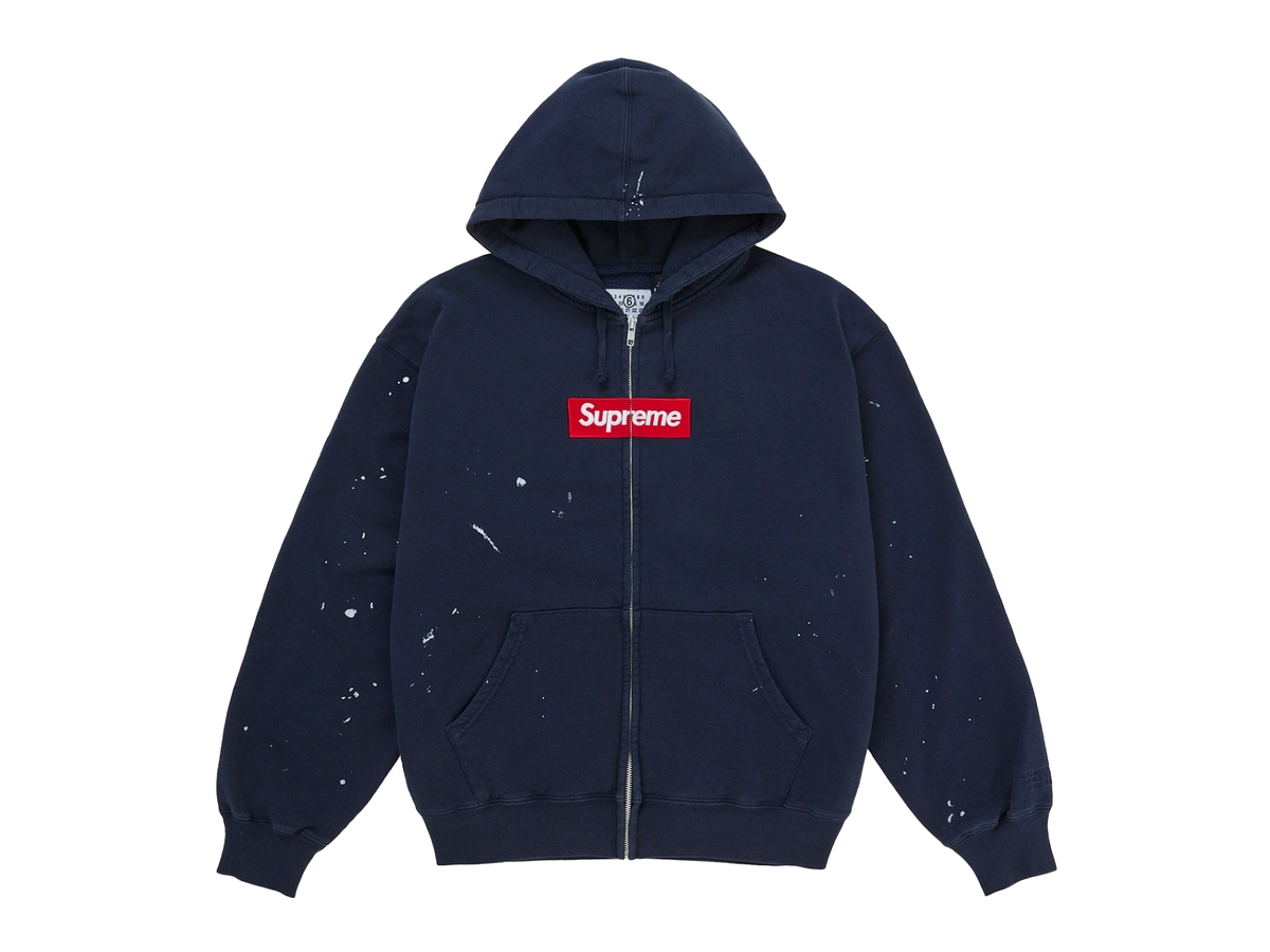 Supreme MM6 Maison Margiela Box Logo Zip Up Hooded Sweatshirt Navy