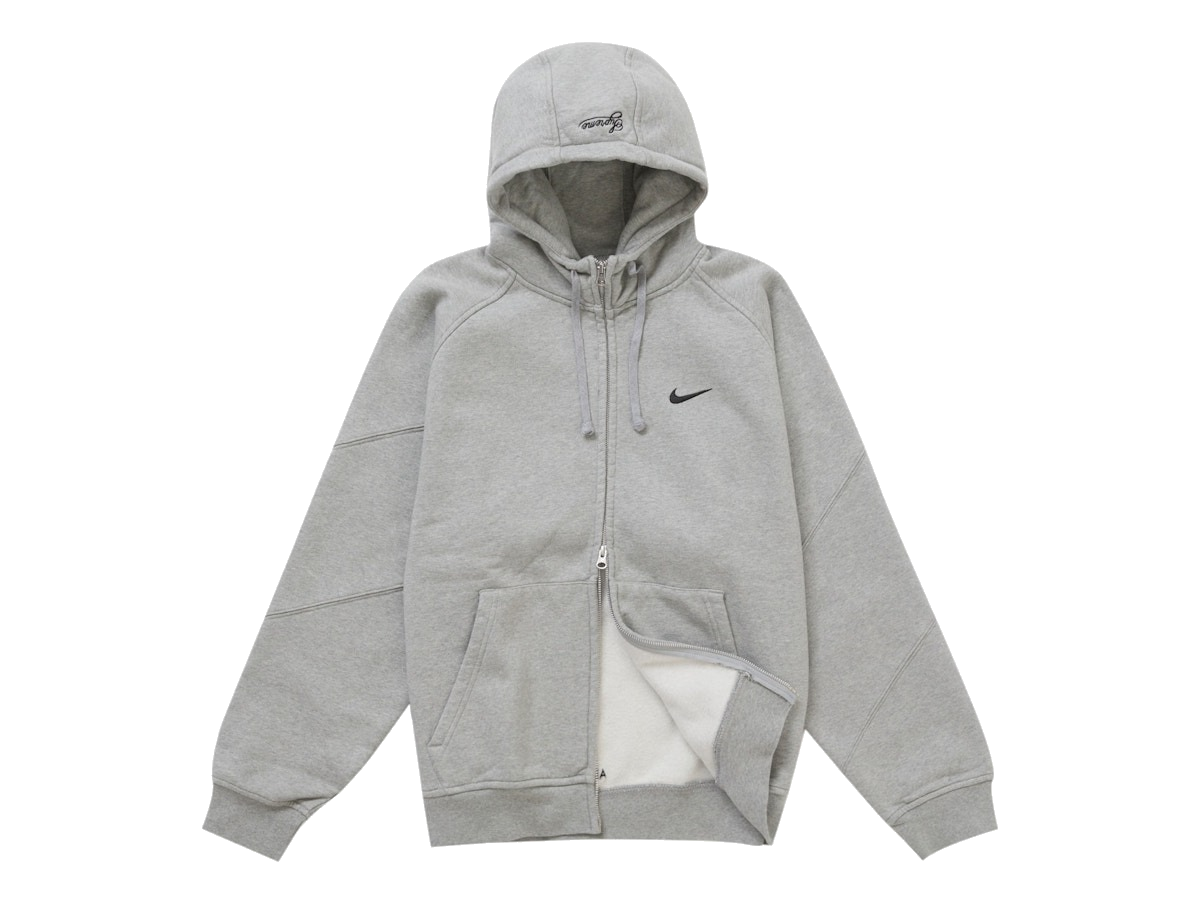 Supreme Nike Zip Up Hooded Sweatshirt Heather Grey