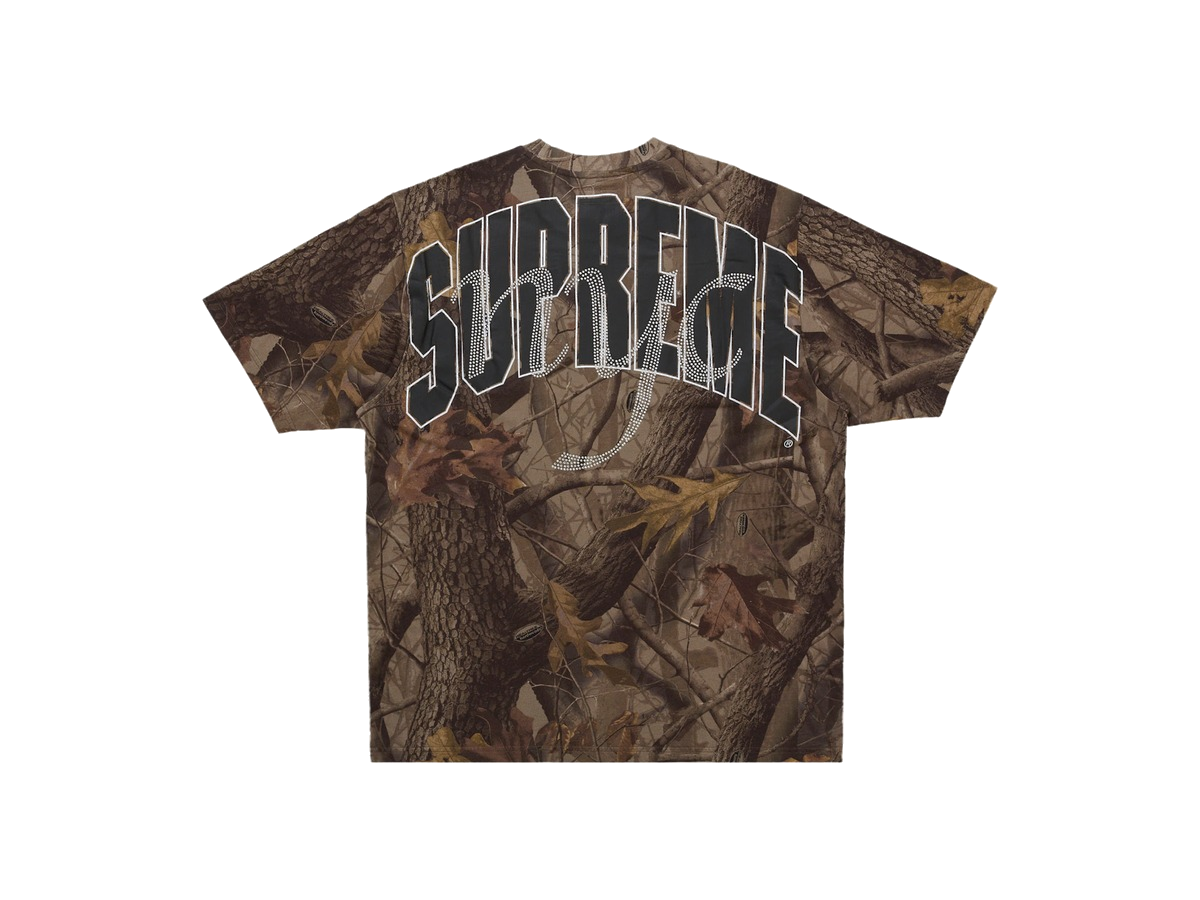 Supreme Rhinestone Script S/S Top Realtree Hardwoods Camo
