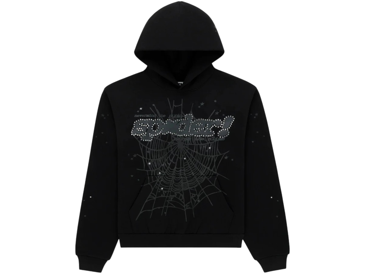 Sp5der Rhinestone Punk V2 Hoodie Black